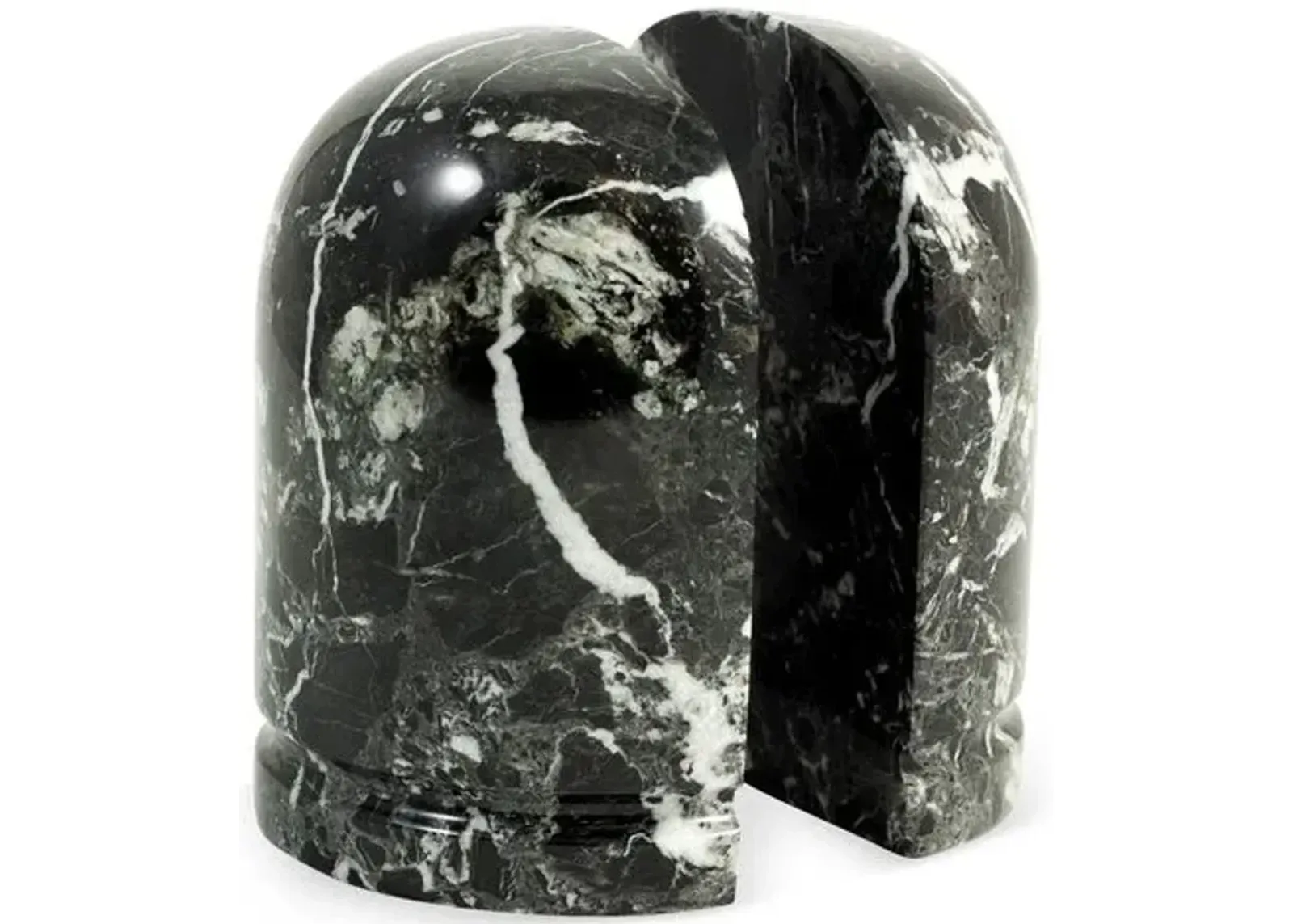 Pair of Zebra Marble Bookends - Black