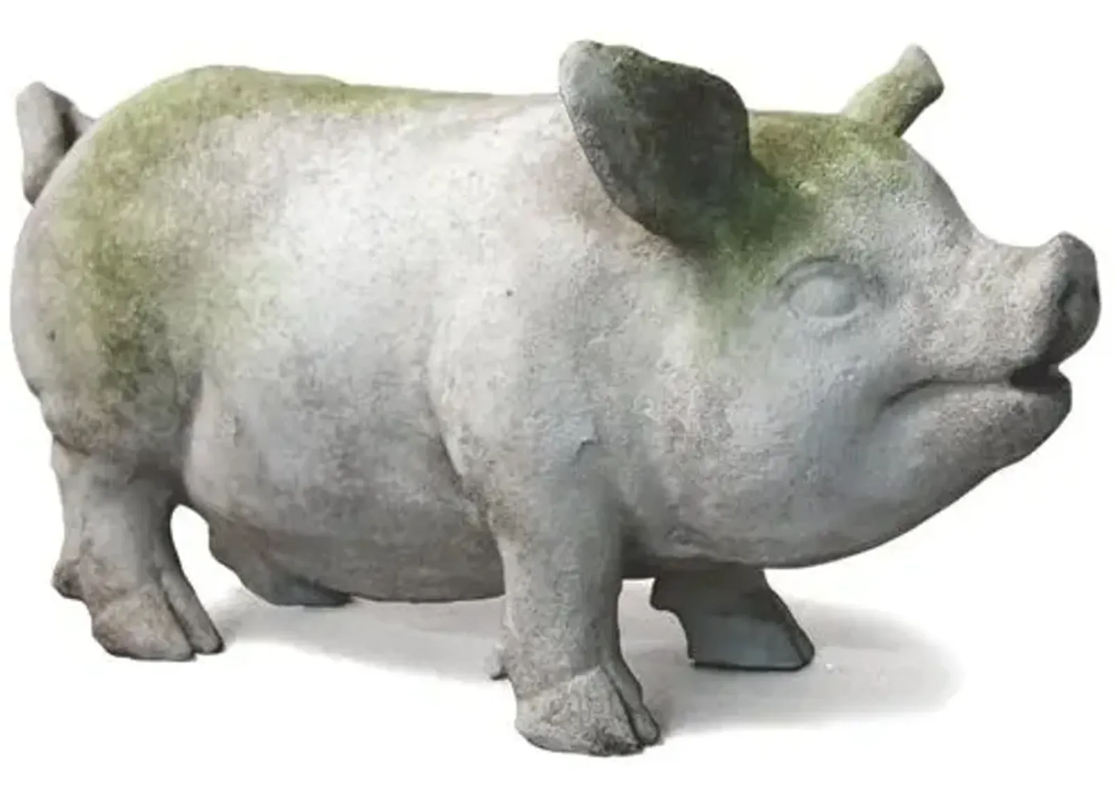 18" Outdoor Pot Belly Pig - White Moss - Beige