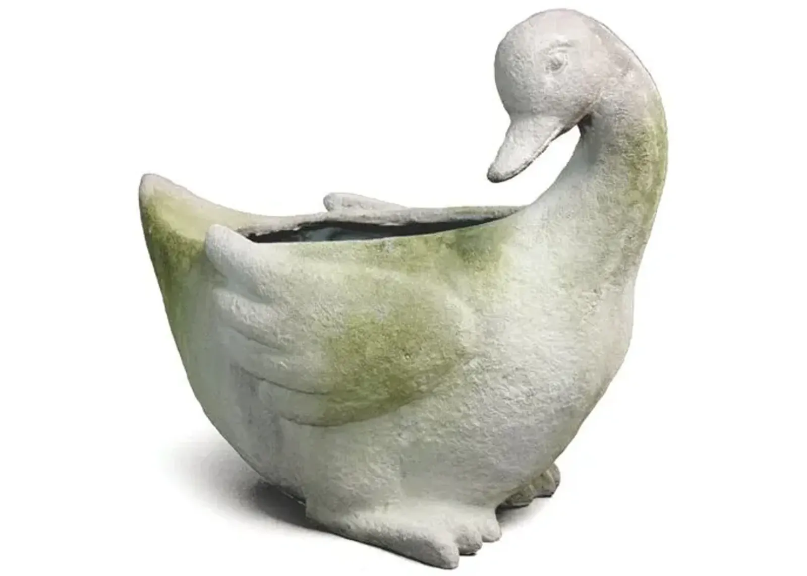 17" Duck Outdoor Planter - White Moss - Beige - 17"w x 10"d x 14"h