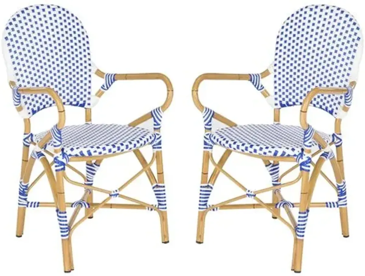 Set of 2 Odeon Indoor/Outdoor Rattan Armchairs - Blue