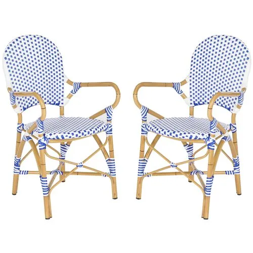 Set of 2 Odeon Bistro Outdoor Armchair - Blue