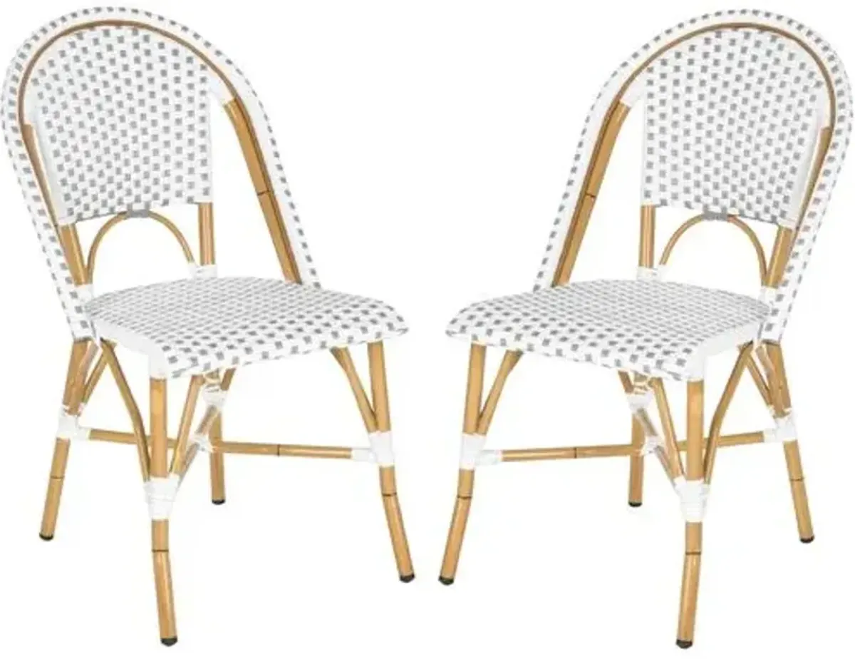 Set of 2 Odeon Stackable Outdoor Bistro Side Chairs - Gray