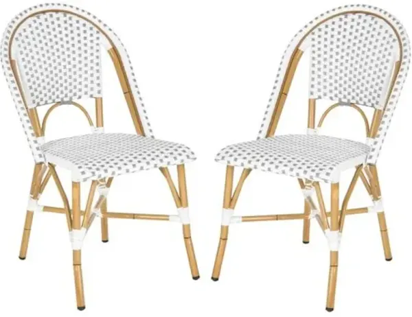 Set of 2 Odeon Stackable Outdoor Bistro Side Chairs - Gray