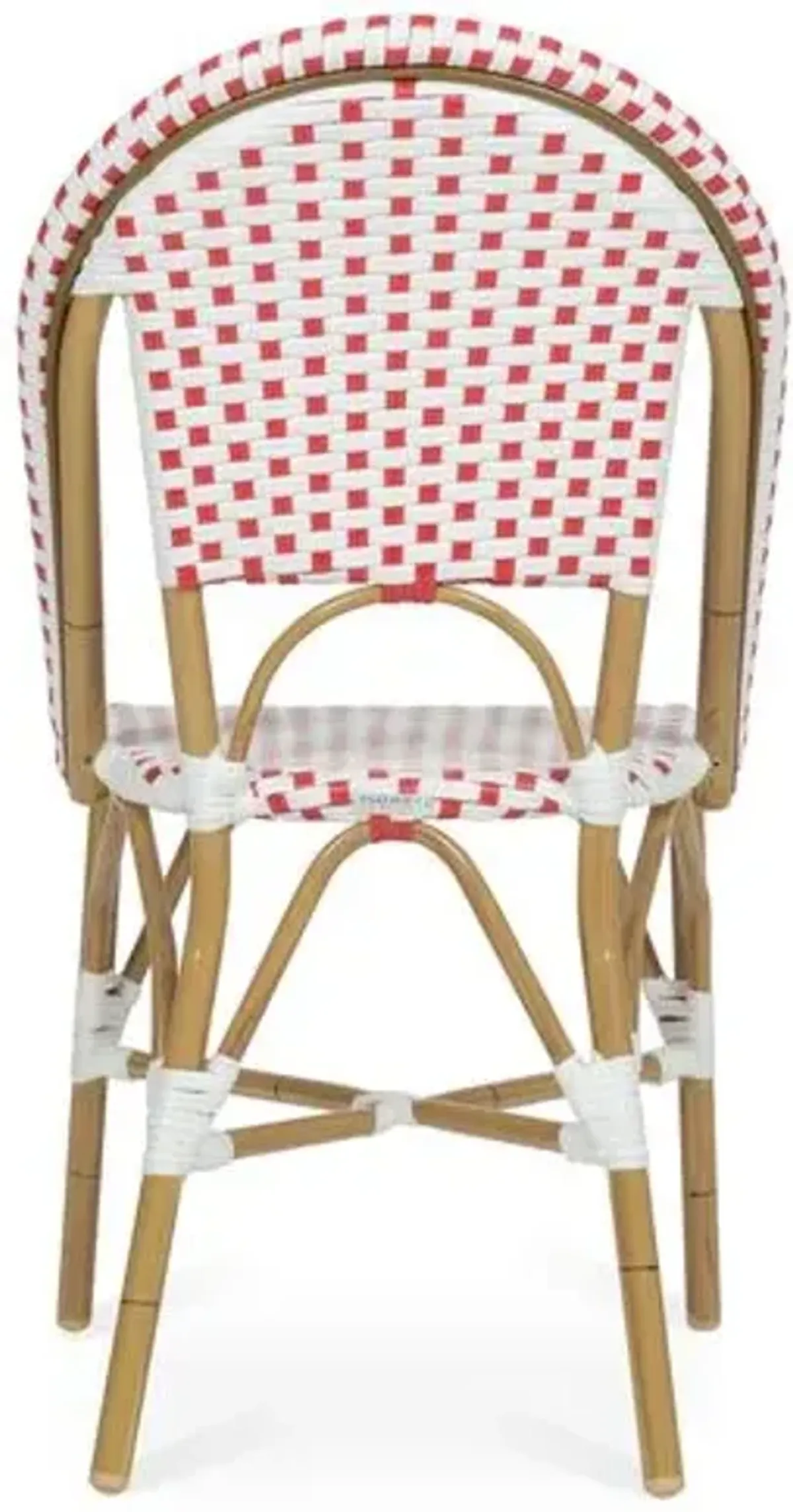 Set of 2 Odeon Stackable Outdoor Bistro Side Chairs - Red - White