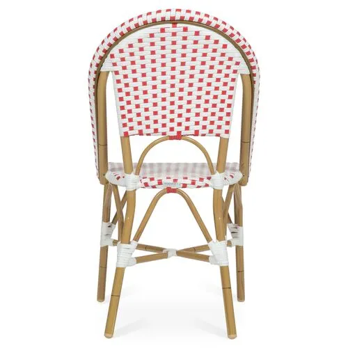Set of 2 Odeon Stackable Outdoor Bistro Side Chairs - Red - White