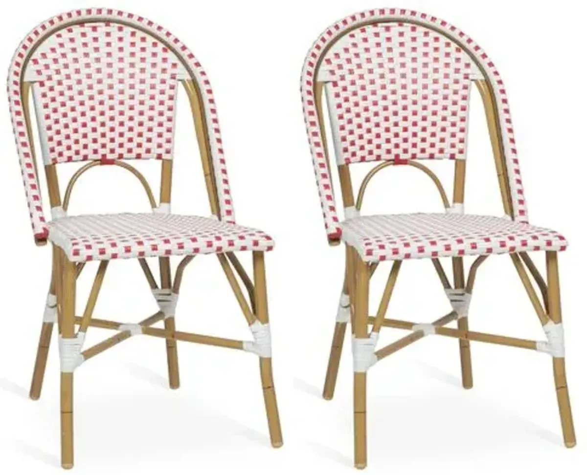 Set of 2 Odeon Stackable Outdoor Bistro Side Chairs - White