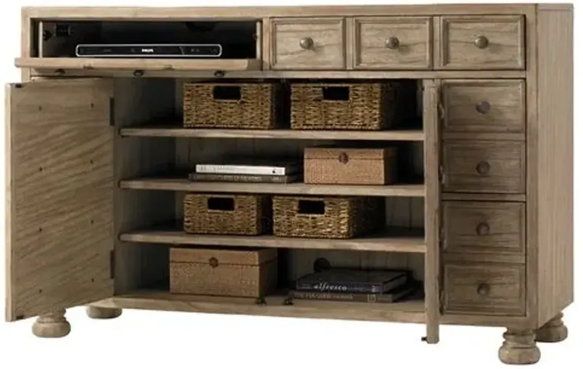 Brandon 58" Media Console - Driftwood - Beige