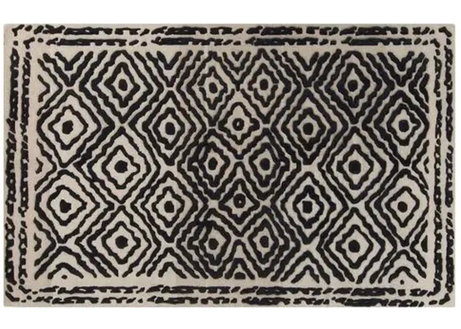 Ruess Rug - Beige/Black - Handcrafted - Black