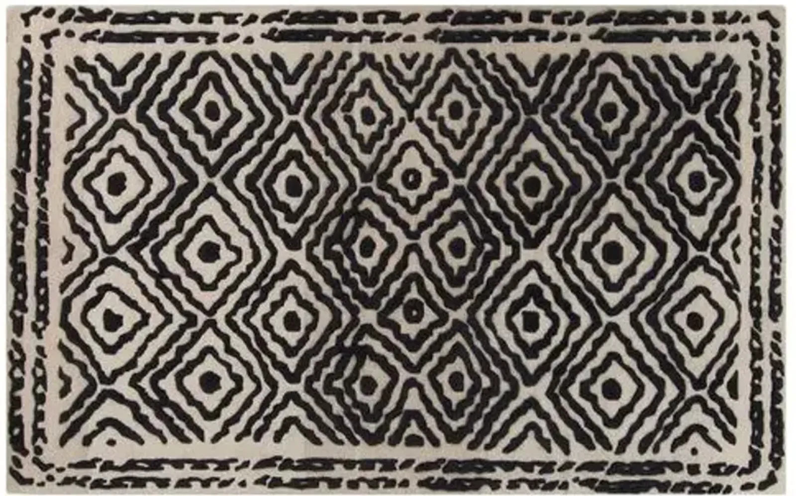 Ruess Rug - Beige/Black - Handcrafted - Black