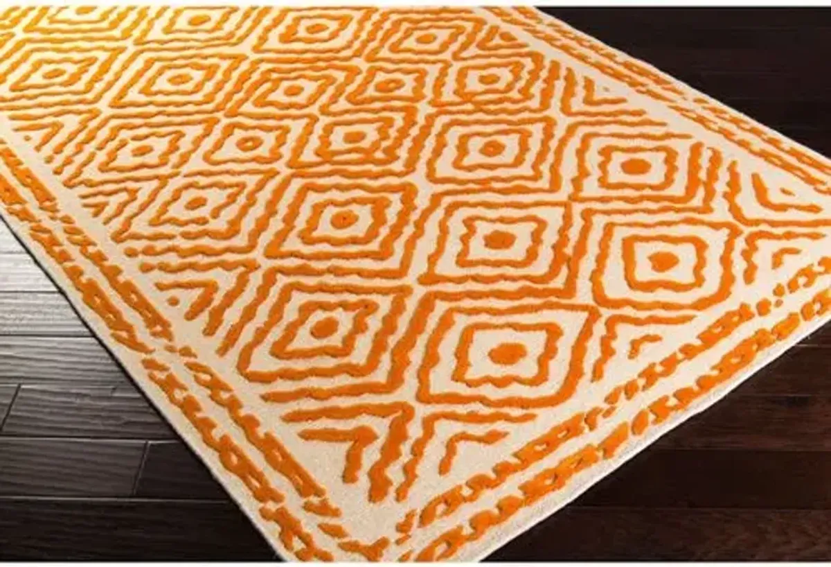 Ruess Flat-Weave Rug - Burnt Orange - White - White