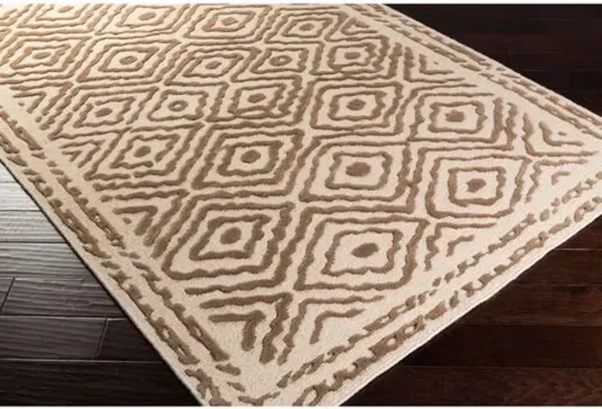 Ruess Rug - Dark Taupe/Ivory - White - White