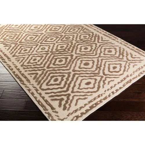 Ruess Rug - Dark Taupe/Ivory - White - White