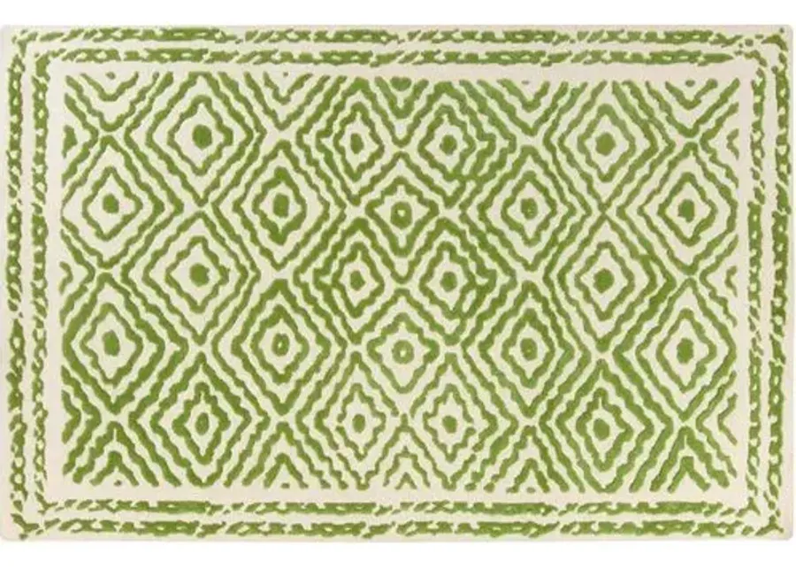 Ruess Rug - Spruce Green/Ivory - Handcrafted - Beige - Beige