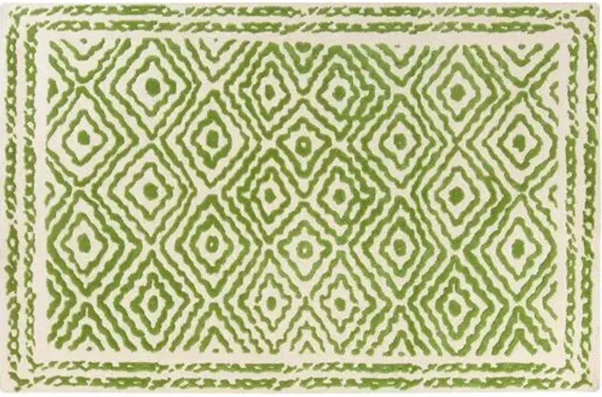 Ruess Rug - Spruce Green/Ivory - Handcrafted - Beige - Beige