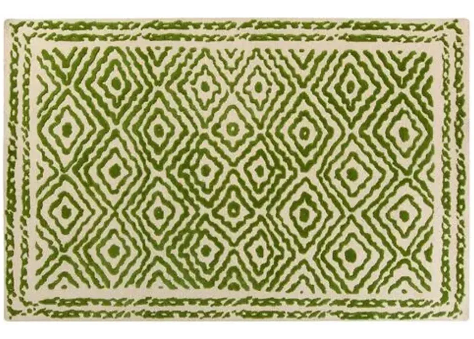 Ruess Rug - Spruce Green/Ivory - Handcrafted - Beige - Beige