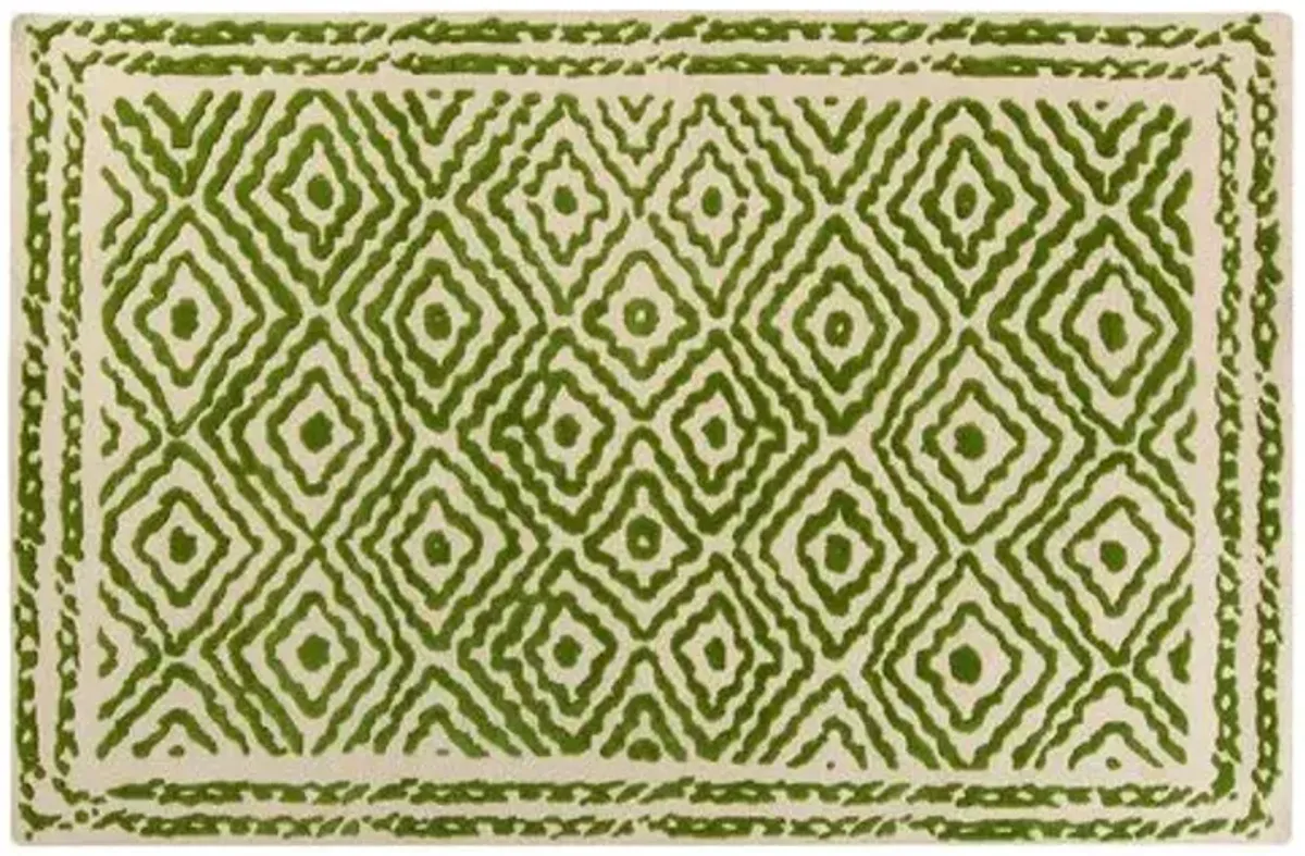 Ruess Rug - Spruce Green/Ivory - Handcrafted - Beige - Beige