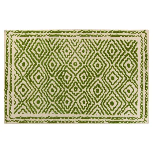 Ruess Rug - Spruce Green/Ivory - Handcrafted - Beige - Beige