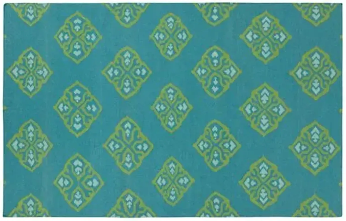 Benton Flat-Weave Rug - Turquoise - Blue - Blue