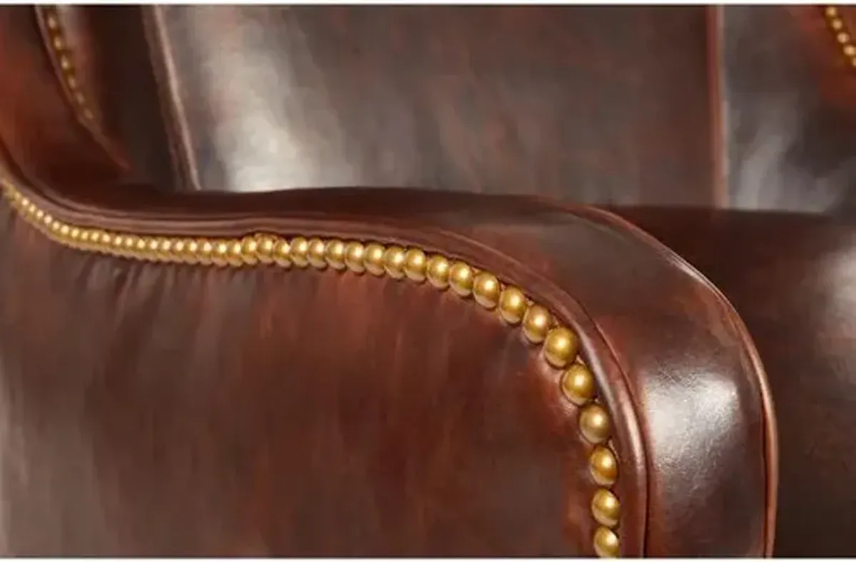 Dempsey Leather Wingback Chair - Bourbon Leather - Massoud - Handcrafted in The USA - Brown - Comfortable, Stylish