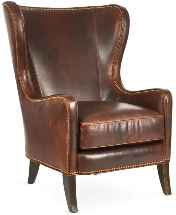 Dempsey Leather Wingback Chair, Bourbon Leather