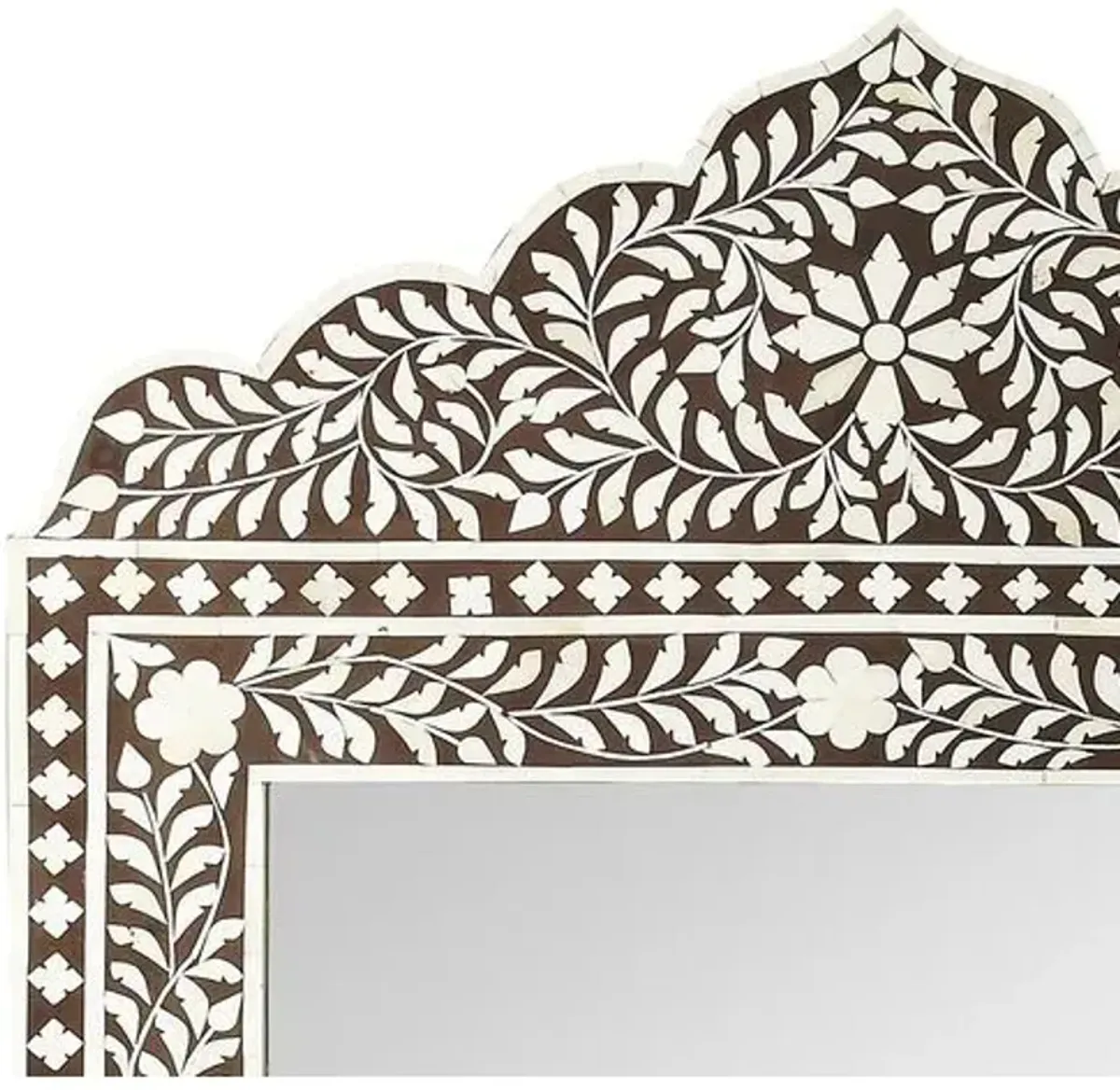 Layla Bone Inlay Oversized Wall Mirror - Espresso/Ivory