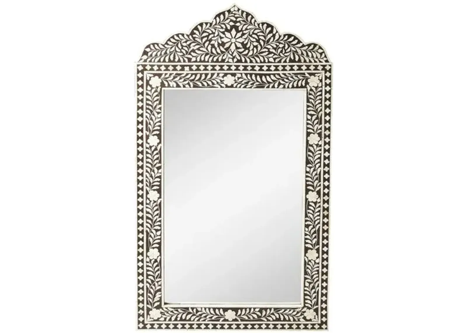 Jenny Bone Inlay Oversized Wall Mirror - Espresso/Ivory