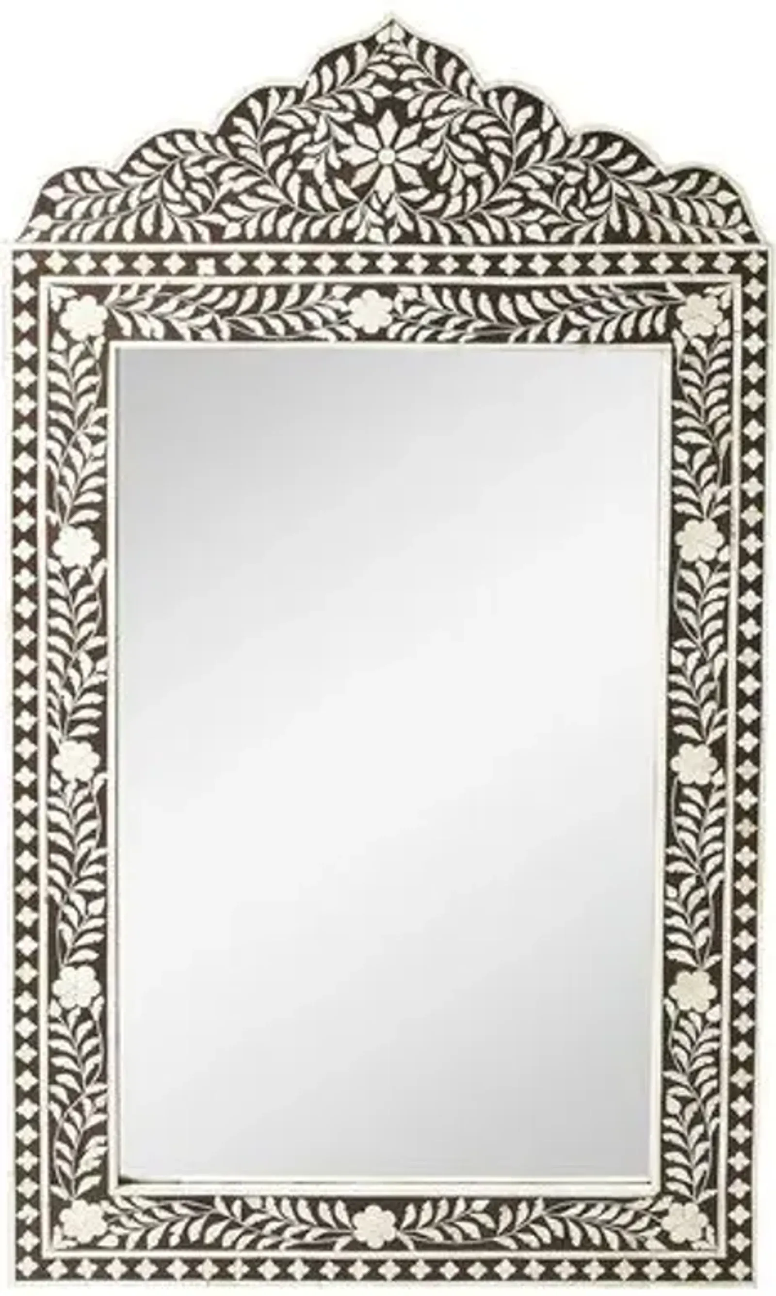 Layla Bone Inlay Oversized Wall Mirror - Espresso/Ivory