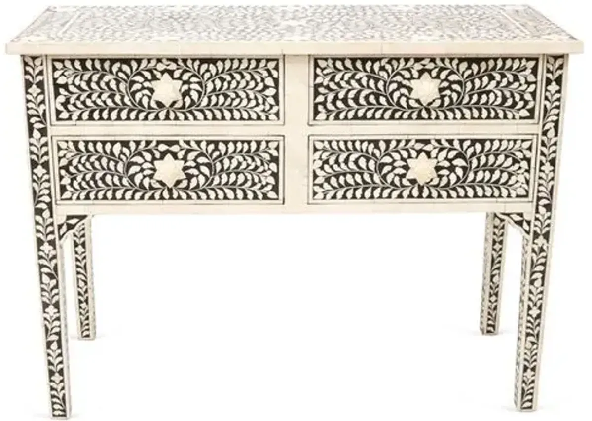 Brianna Bone-Inlay Console - Black/Ivory