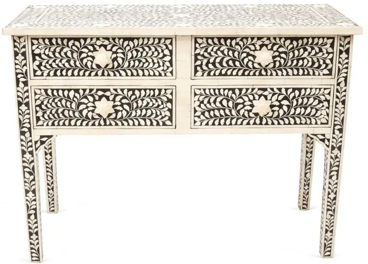 Layla Bone-Inlay Console, Black/Ivory