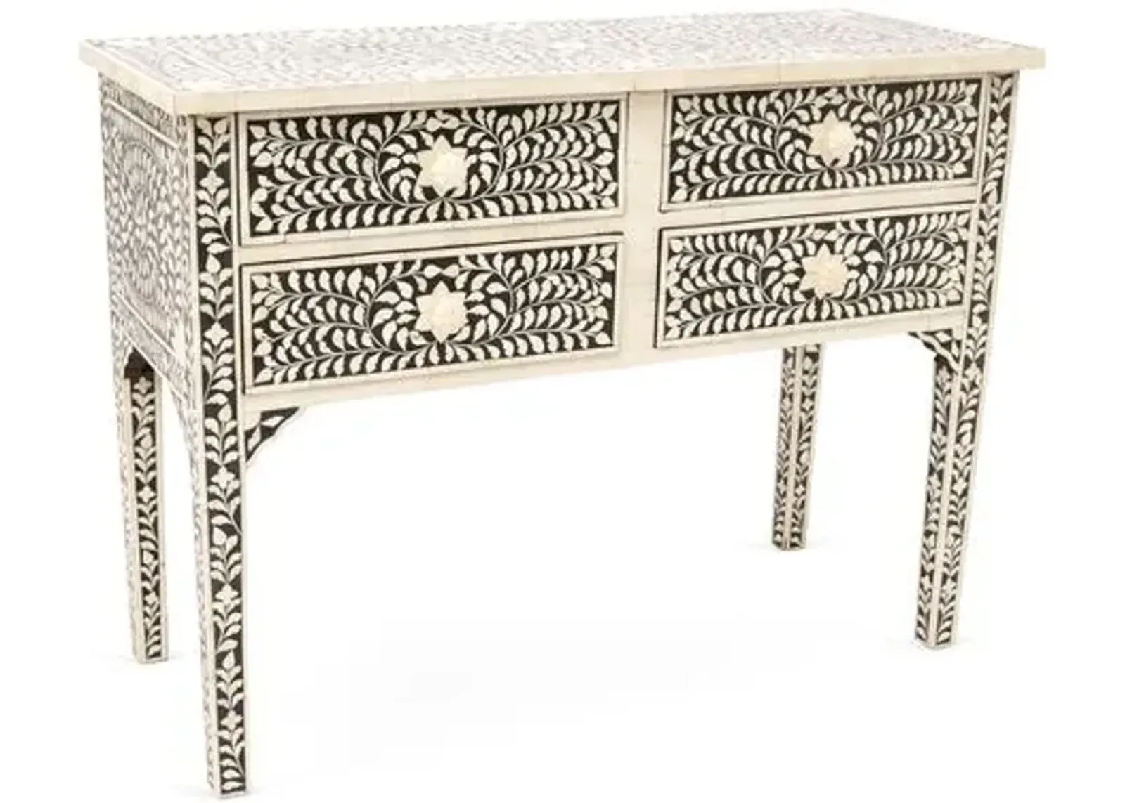 Layla Bone-Inlay Console - Black/Ivory