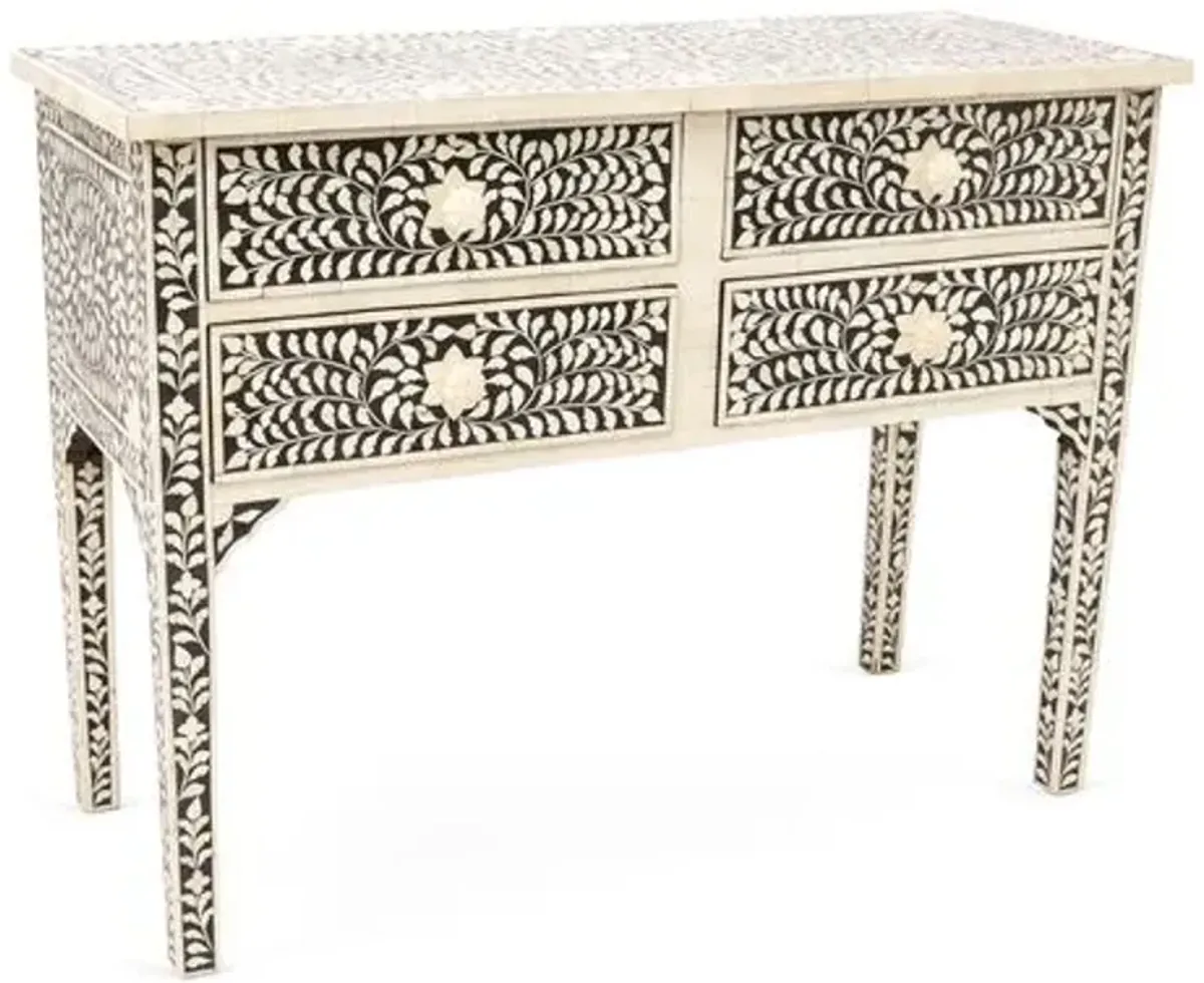 Brianna Bone-Inlay Console - Black/Ivory