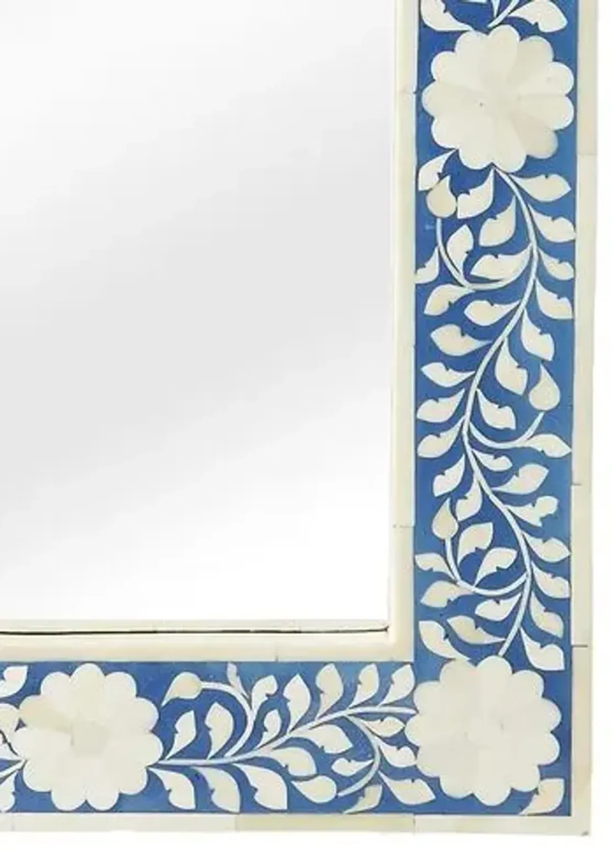 Elizabeth Bone Inlay Wall Mirror - Blue/Ivory