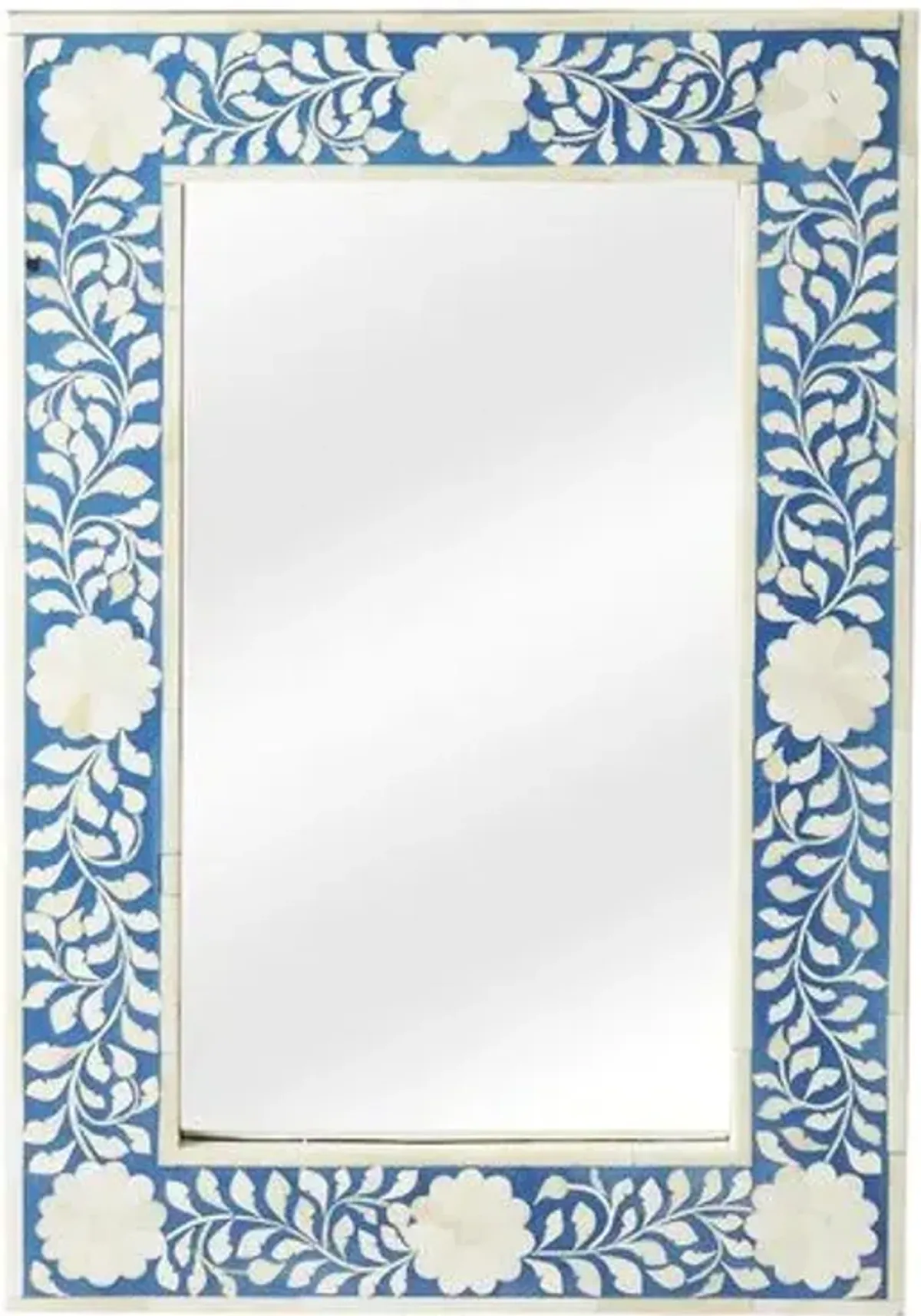 Layla Bone Inlay Wall Mirror - Blue/Ivory