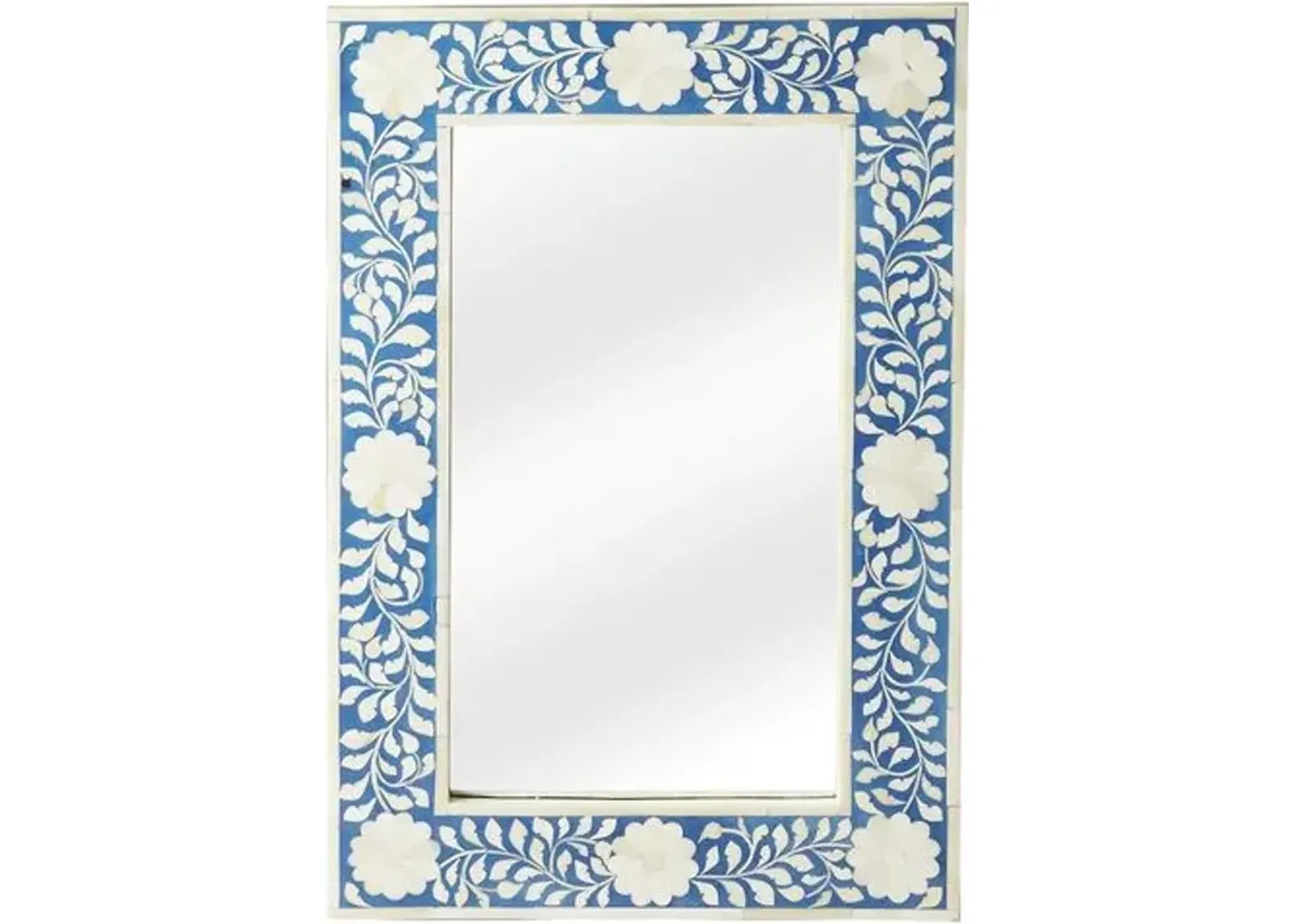 Elizabeth Bone Inlay Wall Mirror - Blue/Ivory