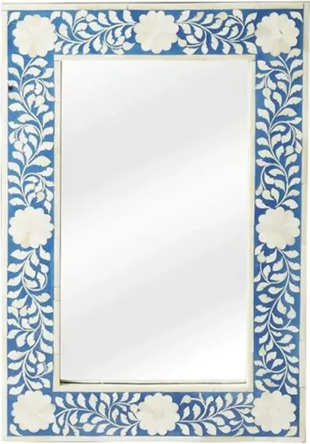 Elizabeth Bone Inlay Wall Mirror - Blue/Ivory