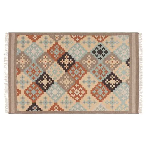 Kase Flat-Weave Rug - Beige - Beige