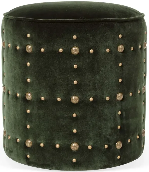 Maxine Round Stool, Forest Green Velvet