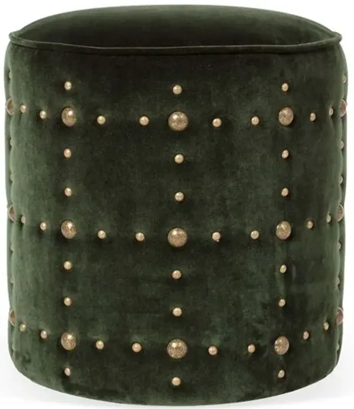 Maxine Round Stool - Forest Green Velvet - Kim Salmela - Handcrafted