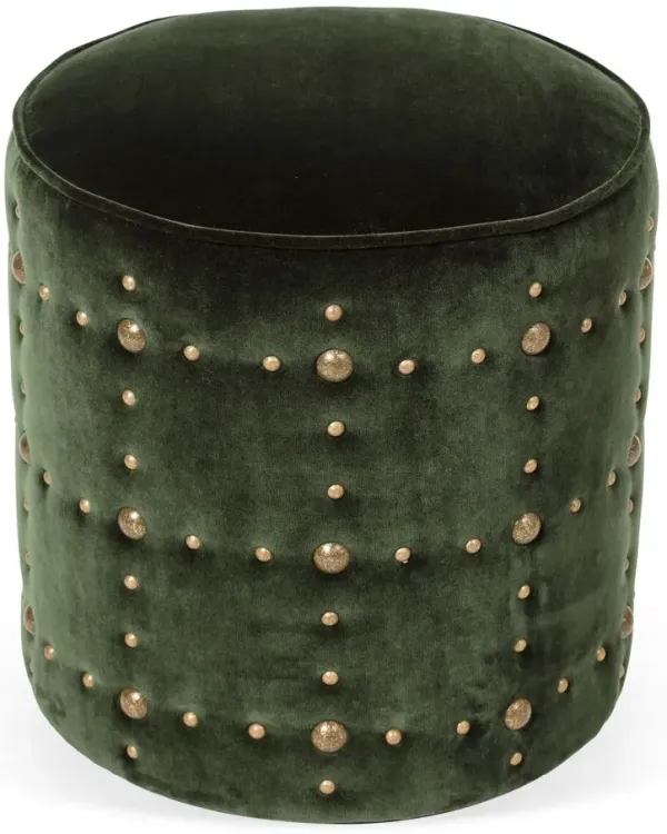 Maxine Round Stool, Forest Green Velvet
