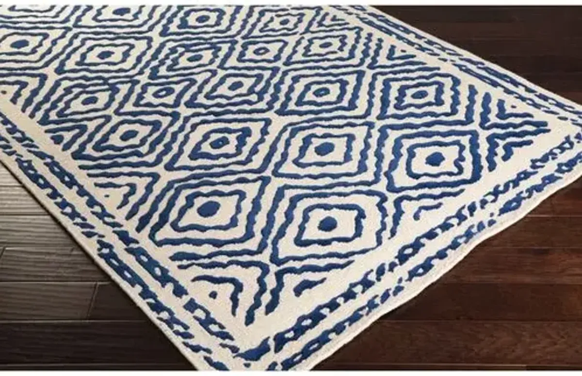 Ruess Flat-Weave Rug - Blue/Ivory - Handcrafted - White - White