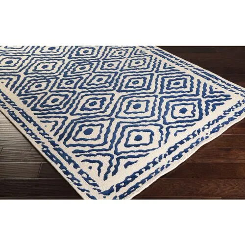 Ruess Flat-Weave Rug - Blue/Ivory - Handcrafted - White - White