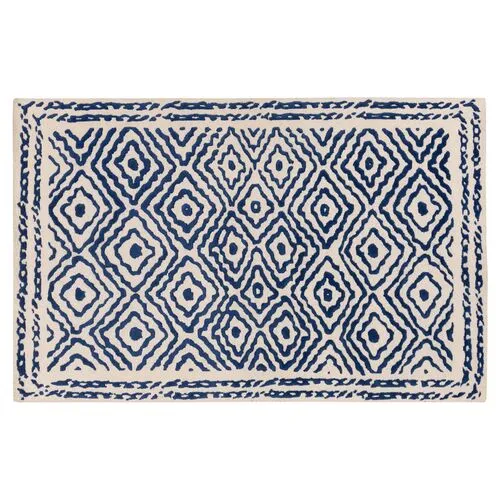 Ruess Flat-Weave Rug - Blue/Ivory - Handcrafted - White - White
