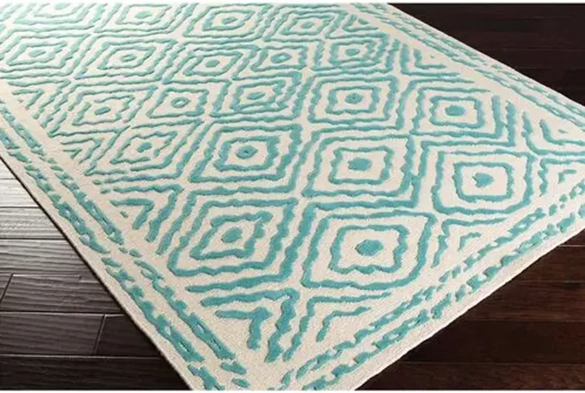 Ruess Rug - Light Blue - Handcrafted - Gray - Gray