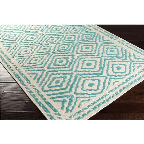 Ruess Rug - Light Blue - Handcrafted - Gray - Gray