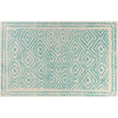 Ruess Rug - Light Blue - Handcrafted - Gray - Gray