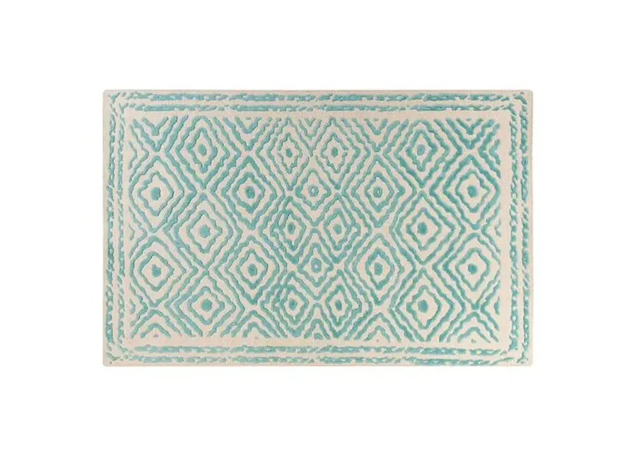 Ruess Rug - Light Blue - Handcrafted - White - White