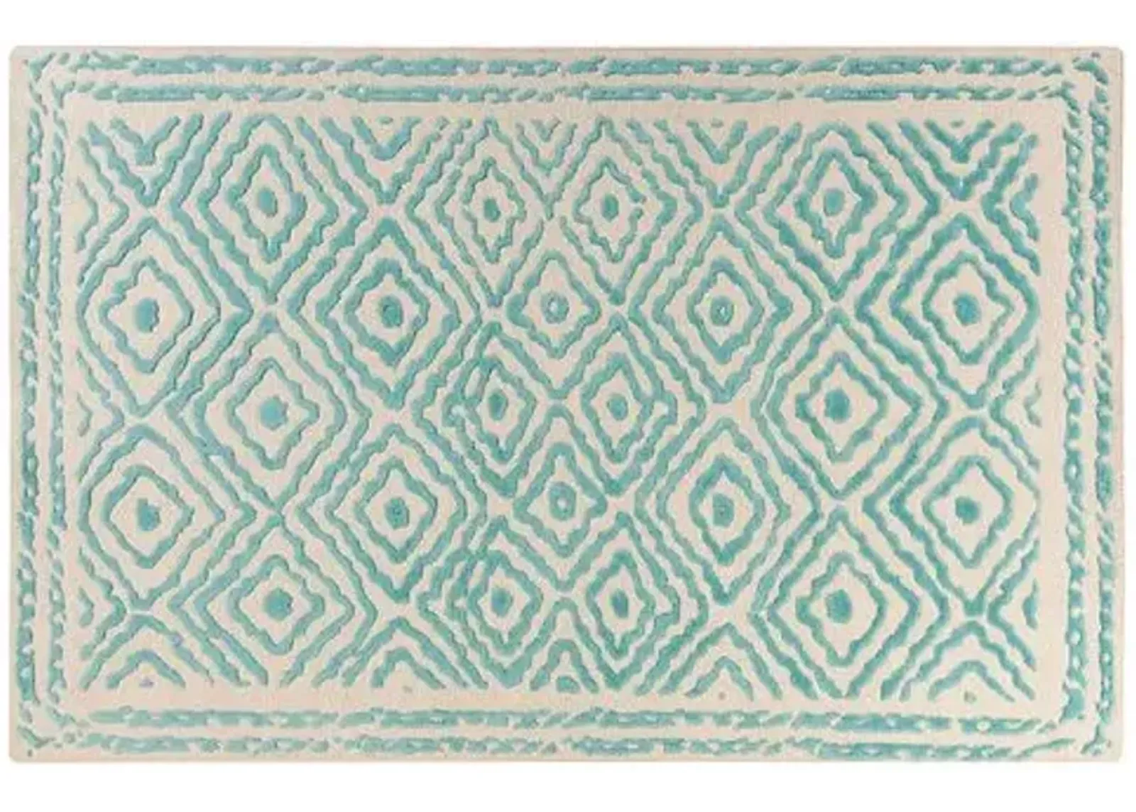 Ruess Rug - Light Blue - Handcrafted - White - White