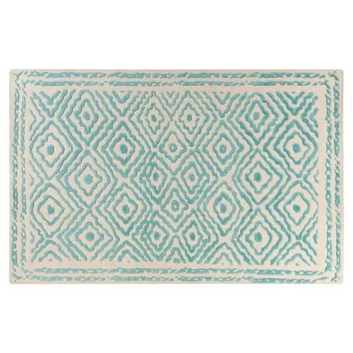 Ruess Rug - Light Blue - Handcrafted - White - White