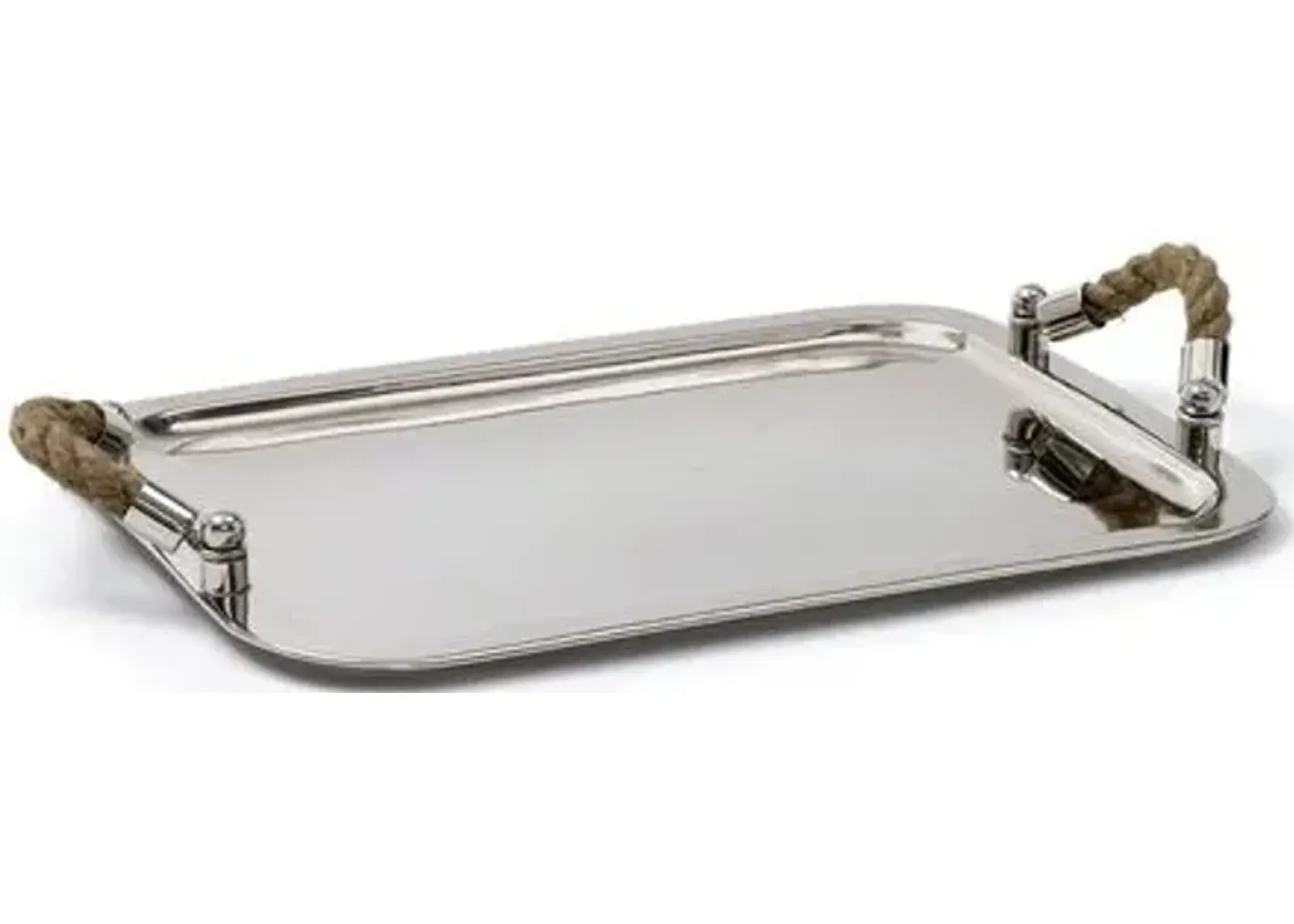 19" Andromede Tray with Rope Handles - Silver