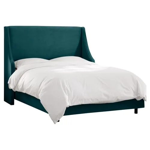 Davis Wingback Bed - Handcrafted - Green